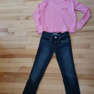 American Eagle Skinny Jeans and Cute Pink Top 00S